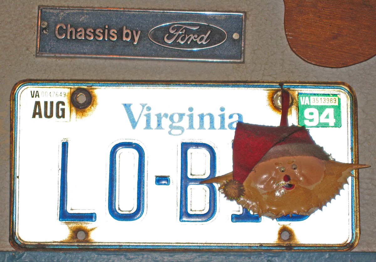License plate with a crab in a santa hat