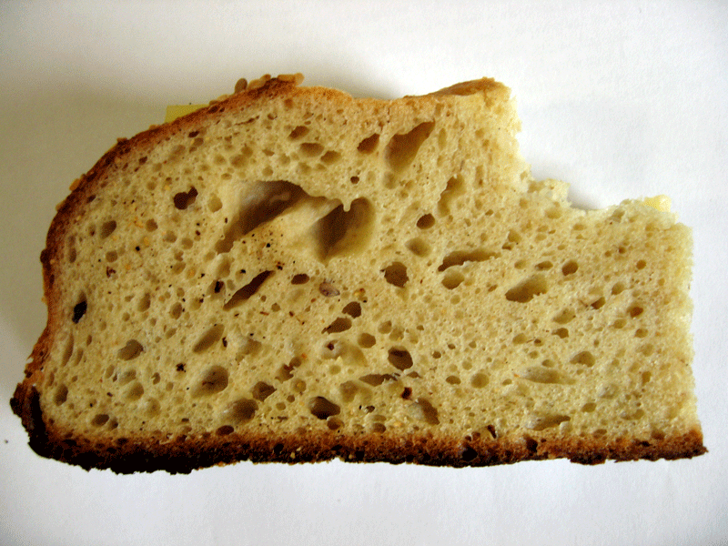 Crumb of oatmeal sesame loaf