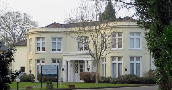 A rather grand Victorian-style villa with double bays, set behind a green lawn and shrubs. This is Beaumont House, former HQ of the British Baking Industries Research Association, where the Chorleywood Bread Process was invented. It is now a care home.